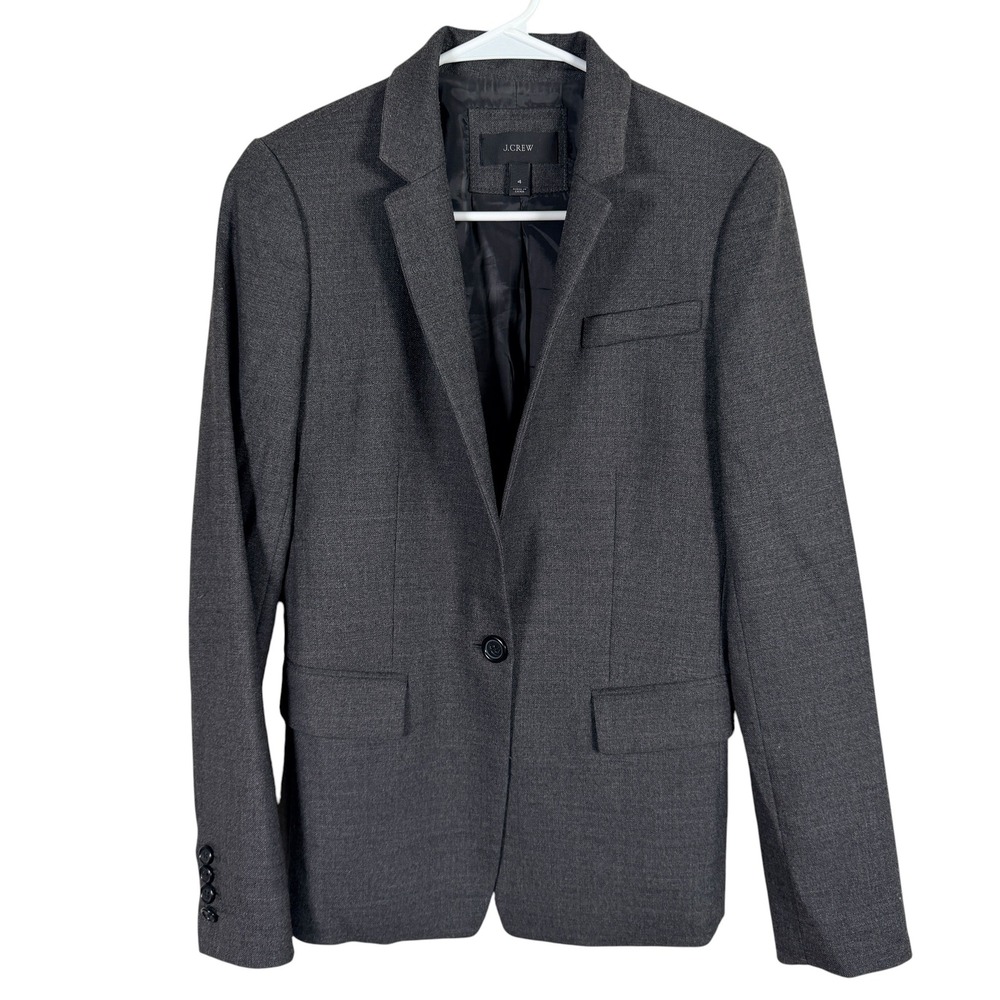 J.Crew Campbell Blazer Womens 4 Gray Stretch Wool Single Button Professional